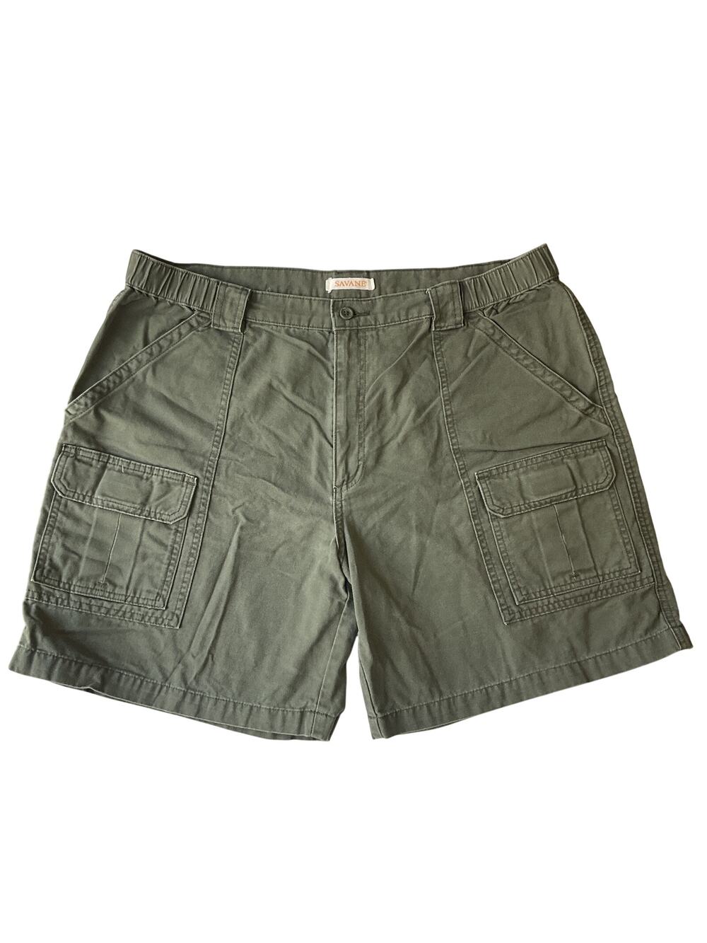 Savane Men Shorts Size 40 Olive Cargo Canvas Button 7" Inseam Outdoor 39” Waist